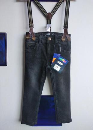 🌹🎸 крутые базовые джинсы демисезон  с ретро подтяжками на 18-24 мес lupilu🌹🎸3 фото