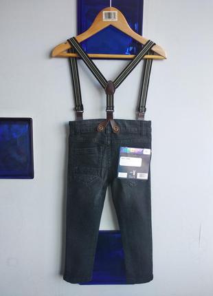 🌹🎸 крутые базовые джинсы демисезон  с ретро подтяжками на 18-24 мес lupilu🌹🎸5 фото