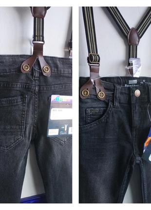 🌹🎸 крутые базовые джинсы демисезон  с ретро подтяжками на 18-24 мес lupilu🌹🎸8 фото