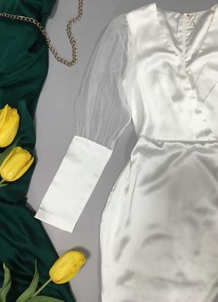 Атласне плаття з пишним рукавом6 фото