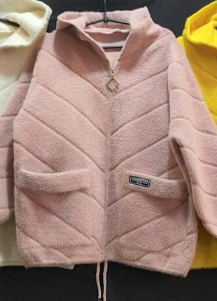 Шикарна куртка, пальто з альпаки ,з капюшоном, люкс якість, розмір 62.6 фото
