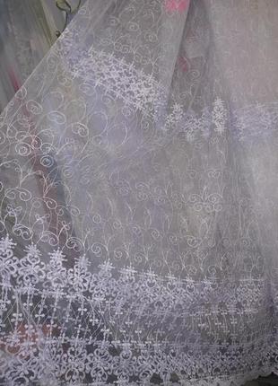 Турецька вишита тюль на фатине з люрексом. тм012