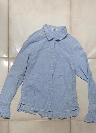 Голубая котоновая рубашка