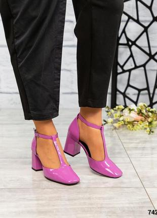 Кожаные лаковые яркие туфли на каблуке натуральная кожа элитная коллекция