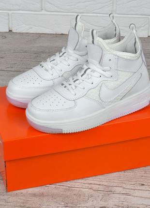 Кроссовки женские nike air force lunar кожаные текстиль белые индонезия6 фото