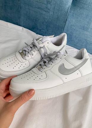 Nike air force white reflective, женские кроссовки найк рефлективные2 фото