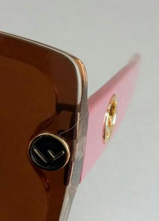 Fendi очки женские солнцезащитные большие коричневые с розовым поляризированые8 фото