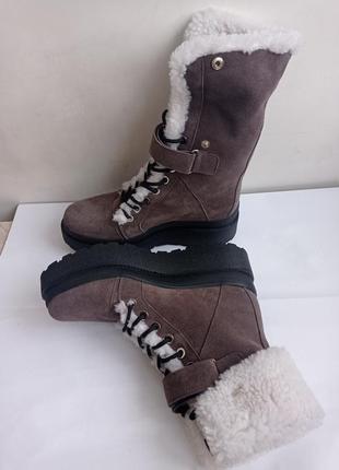Замшевые зимние ботинки на платформе, цвет капучино, размер 40-25,7 см3 фото