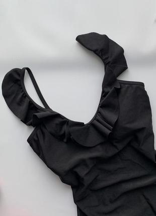 🩱офигенный сдельный чёрный купальник с рюшами/закрытый чёрный купальник с чашками🩱5 фото