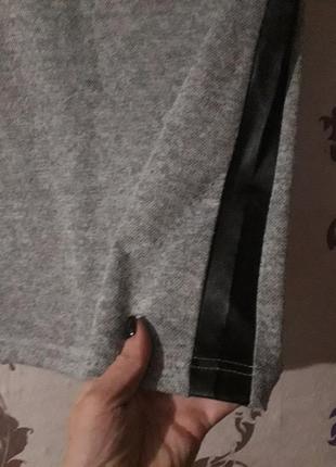 Костюм кофта и юбка, с кожаными вставками5 фото