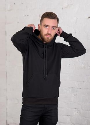 Чорна чоловіча спортивна кофта, худі, кенгуру з капюшоном nike (не утеплена)