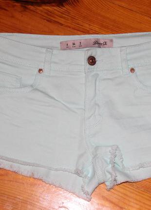 Мятные котоновые шорты denim co