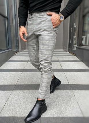 Брюки мужские в полоску серые / штани чоловічі в смужку штаны сірі1 фото