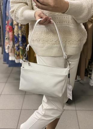 Біла сумка шкіряна італійська сумка світла сумка жіноча біла7 фото