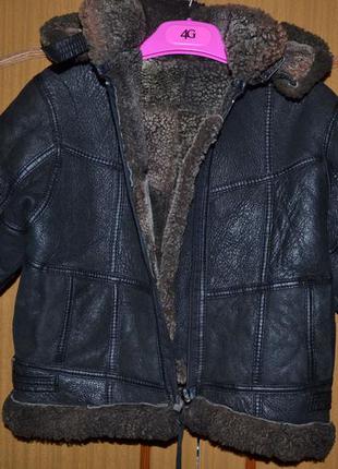 Натуральна зимова дублянка (куртка) з капюшоном на хлопчика 2-4-х років4 фото