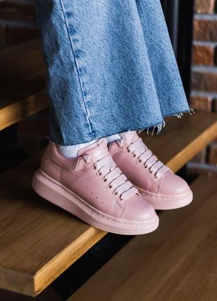 Alexander mcqueen pink женские кожаные кроссовки (36-40)4 фото