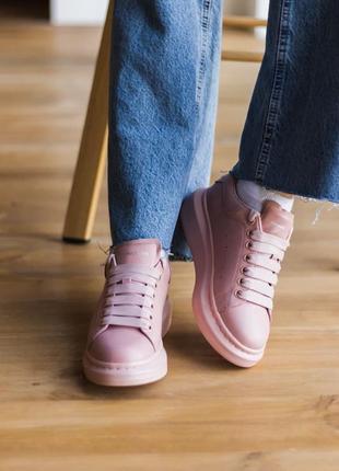 Alexander mcqueen pink женские кожаные кроссовки (36-40)10 фото