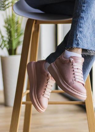 Alexander mcqueen pink женские кожаные кроссовки (36-40)6 фото