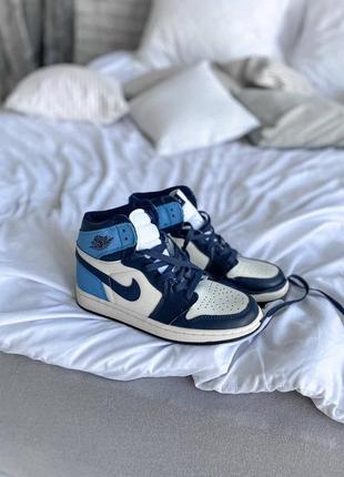 Кросівки jordan 1 retro blue white кроссовкт2 фото