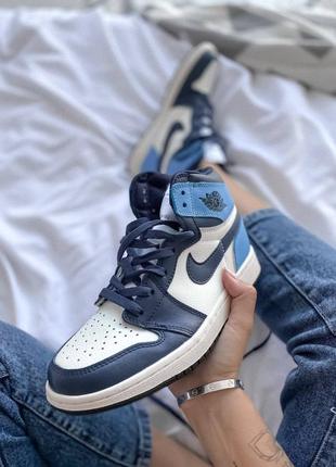 Кросівки jordan 1 retro blue white кроссовкт5 фото