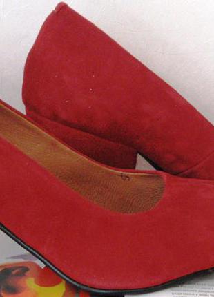 Nona! женские качественные классические туфли красные взуття на каблуке 7,5 см3 фото