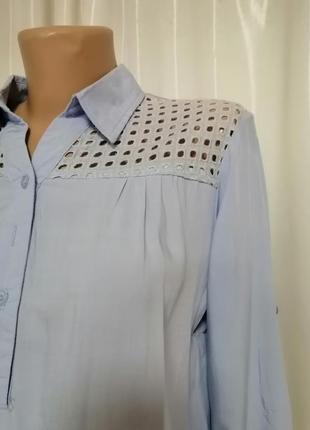 Блуза сорочка з найніжнішого бавовни(батист) з прошва на передпліччя2 фото