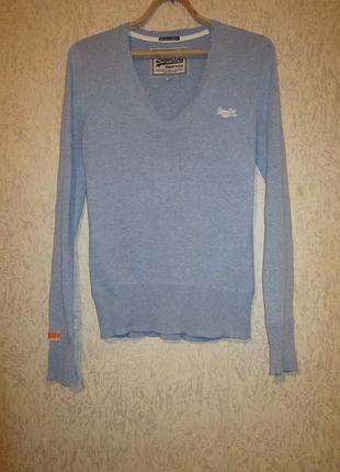 Меланжевий біло - блакитний пуловер