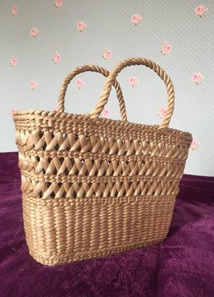 Плетена корзина з рогози(аір) сумочка handmade ручної роботи кошик1 фото