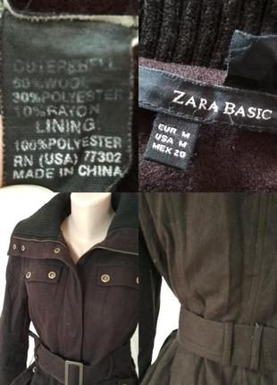 Коричневое женское пальто  длинное zara зара фирменное курточка шерстяная кашемир10 фото