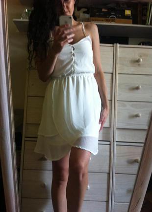Лёгкое летнее платье сарафан 8-10 шифон с интересной спинкой bershka1 фото