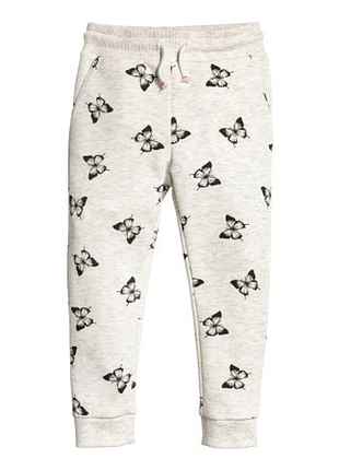 Утепленные спортивные штаны, джоггеры с бабочками на девочек, h&m.