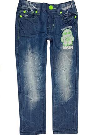 Суперстильные синие джинсы straight fit на мальчика р. 104, kiki&koko / kik