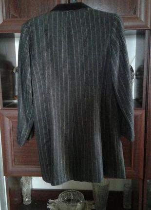 Пиджак женский удлиненный темно серый в полоску пальто смокинг vic tim2 фото