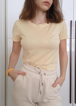 💛 футболка базова лимонна, топ// базовая укороченная футболка лимонная