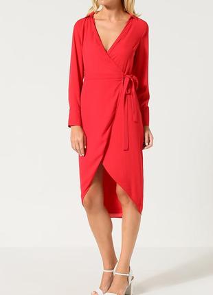 Красивое красное платье-миди с запахом oasis, новое, бирки2 фото