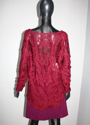 Блуза сетка ажурная накидка бордо в вышитые ветки, 48/20 (3846)3 фото