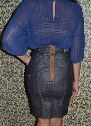 Джинсовая юбка карандаш с высокой талией,юбка-корсет,стильная юбка,необычная