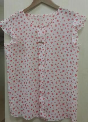 🔴 sale 🔴 ✈ 🎁 белая блузка блуза в сердечки elfberg 🔴 1 + 1= -15 % или 🎁 или ✈ в 🎁2 фото