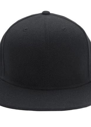 Кепка снепбек черная с прямым козырьком, унисекс