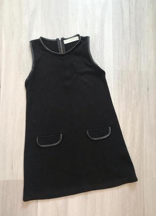 Чорне плаття сарафан чорна сукня плаття з вставками еко шкіри zara knit s/m