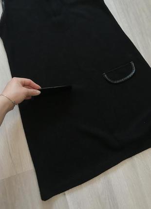 Чорне плаття сарафан чорна сукня плаття з вставками еко шкіри zara knit s/m3 фото