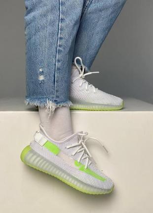 Adidas yeezy boost 350 v2 white green, женские кроссовки адидас изи 350 белые, літні кросівки ізі 3504 фото