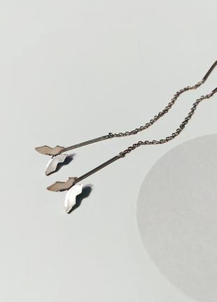 Сережки протяжки метелики срібло 925 покриття сережки ланцюжка з метеликами9 фото