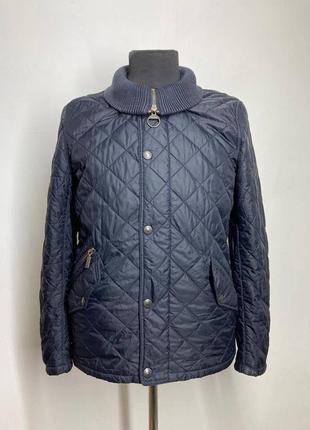 Оригинальная весенняя демисезонная куртка barbour chelsea rib neck quilted jacket (navy)1 фото