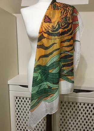 Шелковый платок тигр в камышах винтаж рауль2 фото