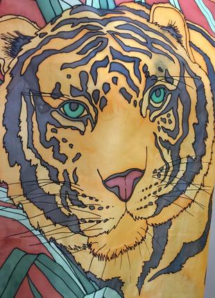 Шелковый платок тигр в камышах винтаж рауль3 фото