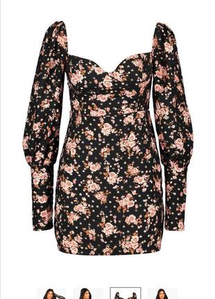 Сукня з об'ємним рукавами, в дрібний квітковий принт6 фото