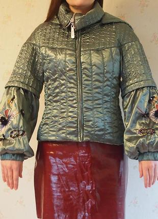 Куртка атласная синтепон  эксклюзив ручная роспись рукавов м - l8 фото