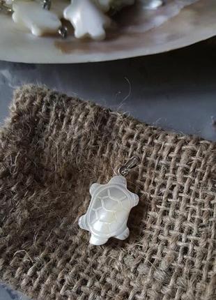 Підвіска натуральний перламутр черепаха біла для рукоділля виробів море річна