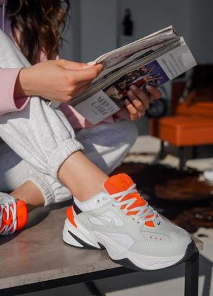 M2k tekno white/orange стильні жіночі кросівки найк помаранчеві молочні оранжевые молочные женские кроссовки5 фото